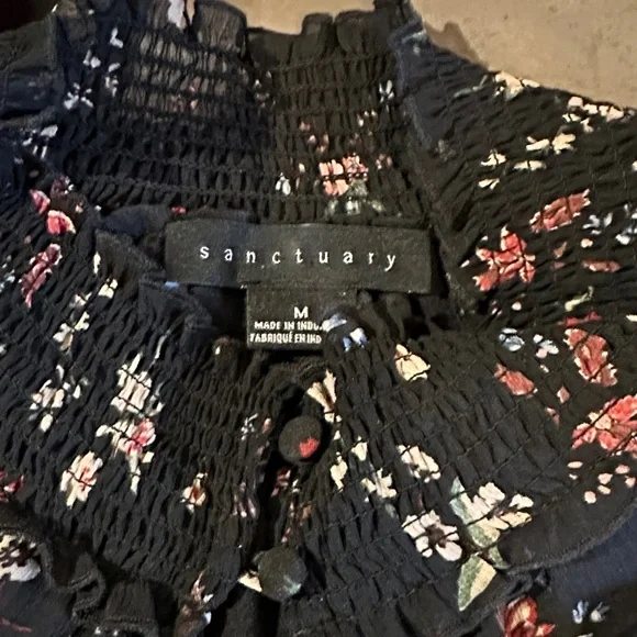 Sanctuary Black Floral Long Sleeve Dress NWT - Picture 3 of 3